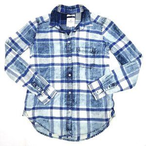 American Eagle Outfitters Womens Plaid Boyfriend Fit Botton Down Shirt Size XS